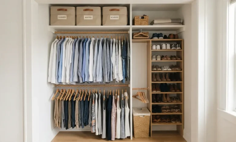 Clóset pequeño organizado sin usar espacio de pared