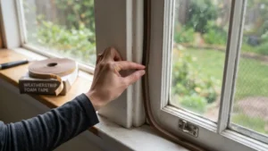 Instalación de burlete autoadhesivo en marco de ventana