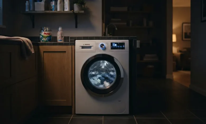 Lavadora funcionando de noche para ahorrar luz