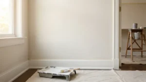 Pared lijada y lista para pintar después de reparar hoyos