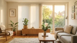 Persianas verticales limpias en una sala de estar moderna