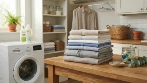 Ropa limpia sin residuos después de ajustar la dosis de detergente