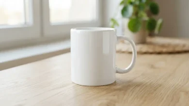 Taza de porcelana limpia sin manchas de café