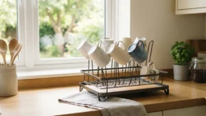 Tazas de porcelana limpias y secas sin manchas de café
