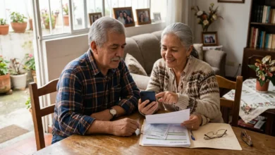 Adultos mayores colombianos consultando información sobre Colombia Mayor 2026.