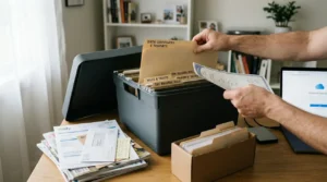 Proceso para organizar documentos del hogar