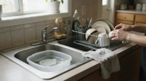 Resultado después de ahorrar agua al lavar platos