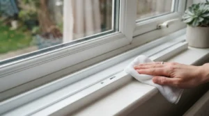 Resultado después de limpiar rieles de ventanas