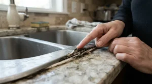 la junta entre lavamanos y pared o cubierta antes de cambiar silicona lavamanos