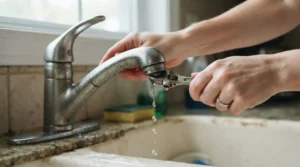 un grifo doméstico antes de grifo que gotea