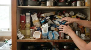 una despensa doméstica antes de organizar despensa