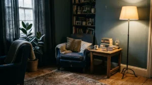 una sala con poca luz natural antes de hacer sala más luminosa