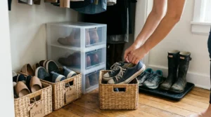 Proceso para organizar zapatos sin zapatero