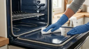 Resultado después de limpiar grasa del horno