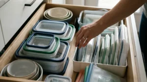 Resultado después de organizar recipientes y tapas
