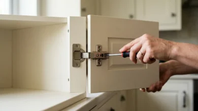 ajustar bisagra de gabinete en casa