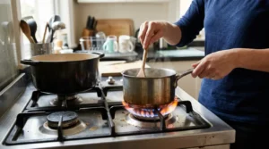 la cocción en estufa de gas antes de ahorrar gas con ollas y quemadores