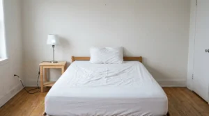 un dormitorio correcto pero frío o impersonal antes de hacer dormitorio acogedor