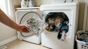 una secadora de ropa antes de ahorrar electricidad con secadora